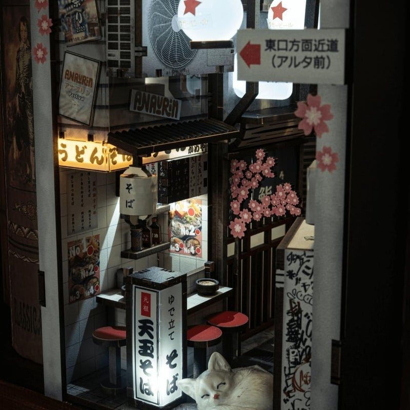 Anavrin Book Nook Kit Omoide Yokocho – DIY 3D Wooden Booknook for Adults, Teens and Book Lovers, Bookshelf Insert Library Decor, Creative Gift for Family, Friends, and Elderly - Image 3
